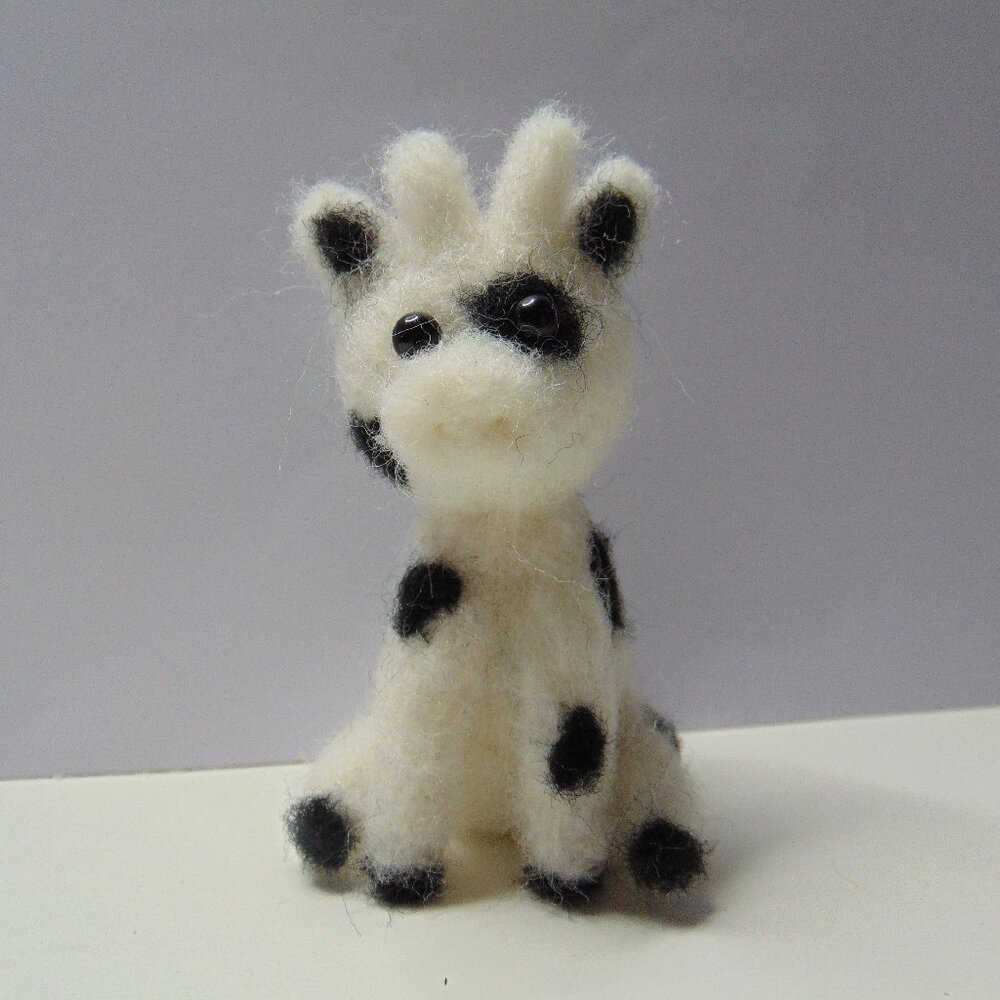 Needle Felted Black and White Cow